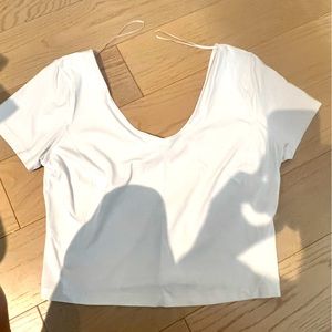 V neck t shirt white